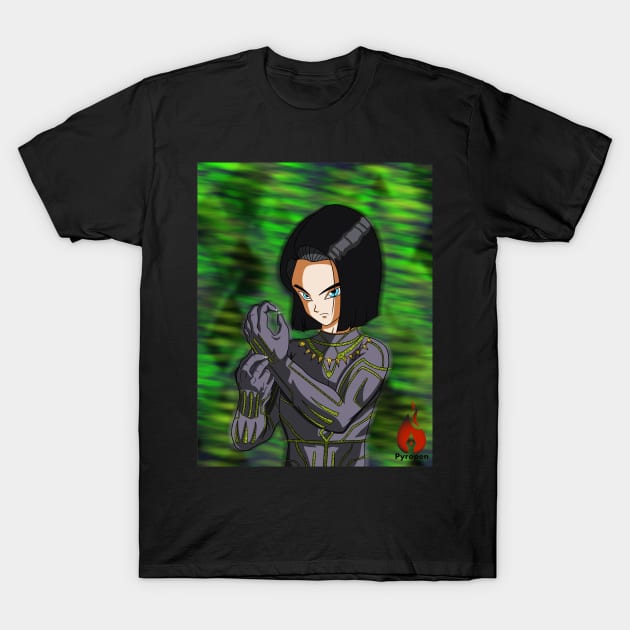 Android 17 as Black Panther T-Shirt by Pyropen